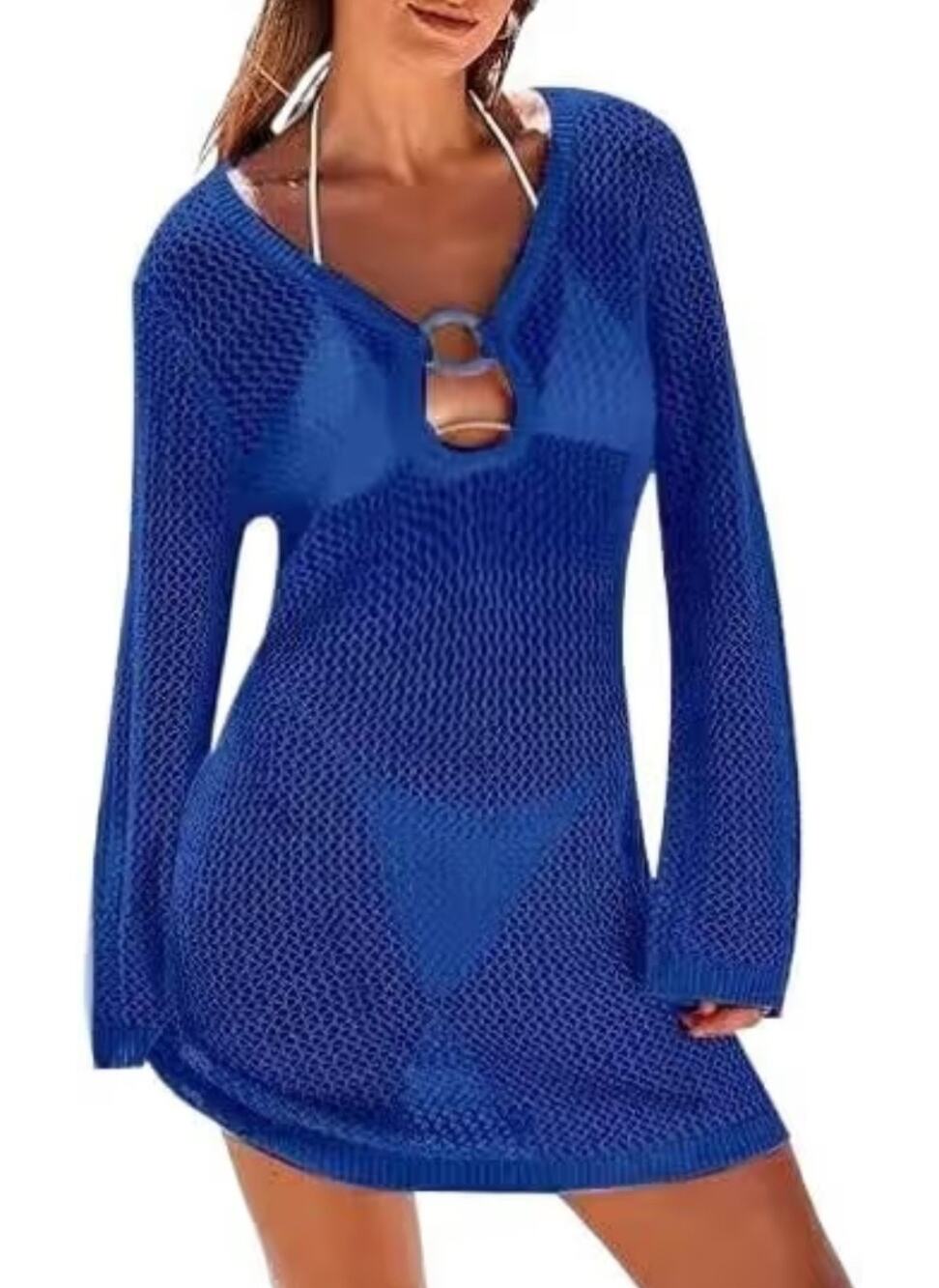 #239 MSRP $52 NWOT HENGEN HOLLOW OUT CROCHET COVER UP DRESS ♡SIZE S♡